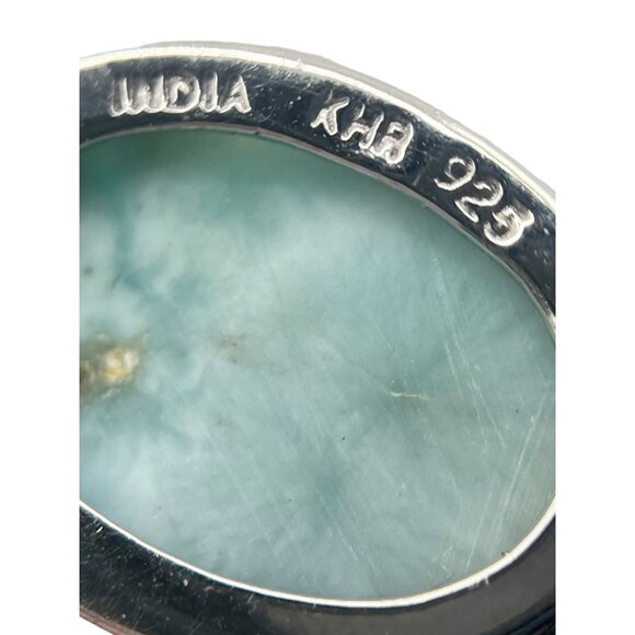 925 Sterling Silver KHR Larimar Oval Ca Dangle Drop Earrings Simple Blue - Picture 7 of 8